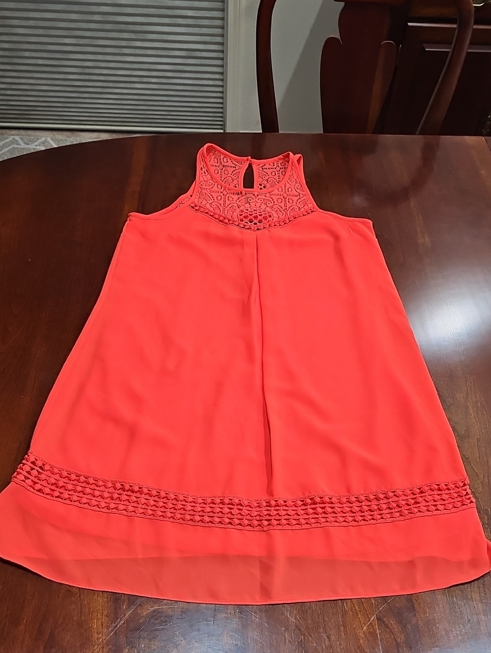 Iz Byer Coral Lace Yoke Sundress